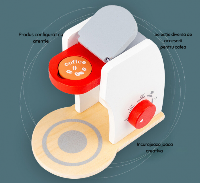 Set Montessori din Lemn, Espressor de Cafea cu Accesorii [8]
