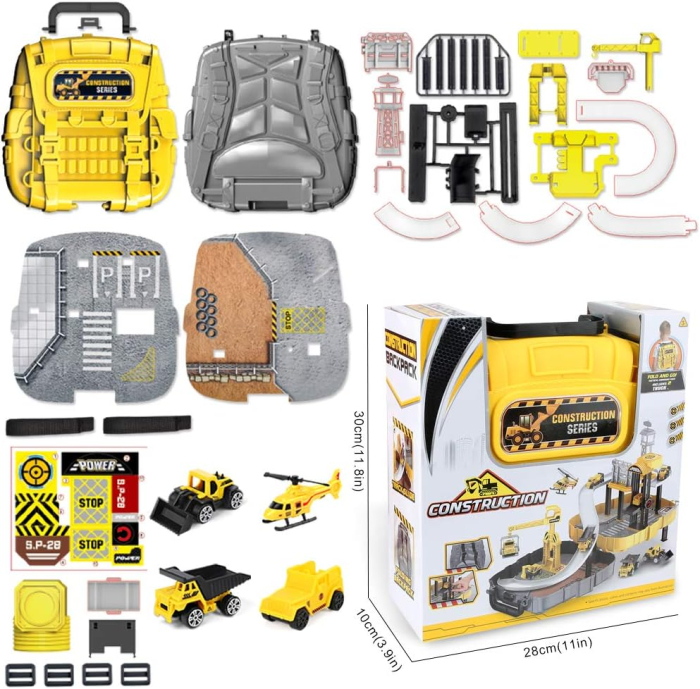 Set Parcare Santier 2 in 1 cu Masinute, Macara si Rucsac [2]