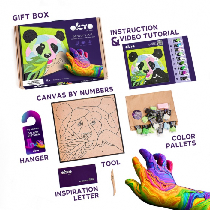 Set pictura cu argila usoara, 29*29 cm - Panda [3]