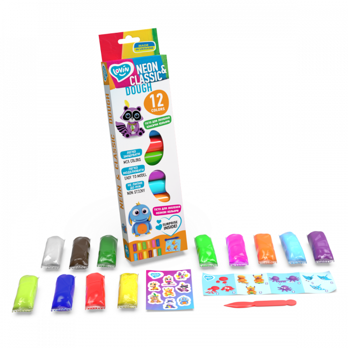 Set plastilina Lovin 12pcs*15gr - Neon&Classic [2]