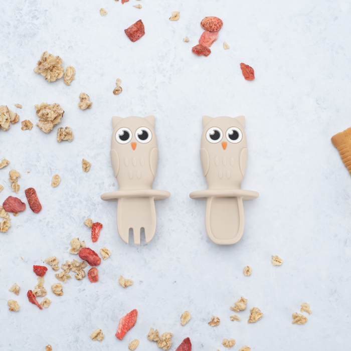 Set Tacamuri din silicon, AppeKids, OWL - Bubble Beige [1]