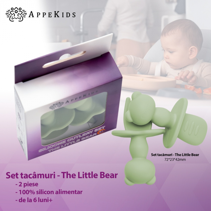 Set Tacamuri din silicon, AppeKids, The Little Bear - Bubble Beige [2]