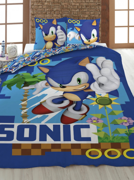 Ariciul Sonic Coin Chase Lenjerie de Pat Copii 140×200cm, 70×90 cm [2]