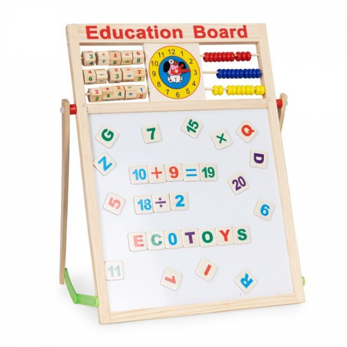 Tabla educationala din lemn cu doua fete si accesorii Ecotoys MB552 [1]