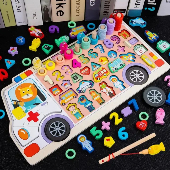 Tabla Logaritmica 6 in 1, Pescuit Magnetic, Puzzle si Abac [3]