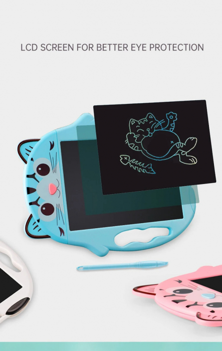Tableta de Desenat si de Scris LCD pentru Copii, Model Pisicuta Adorabila [4]