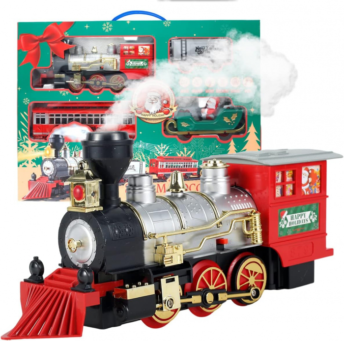 Tren Electric pentru Copii, cu Sunete, Lumini si Abur, 19 piese [8]