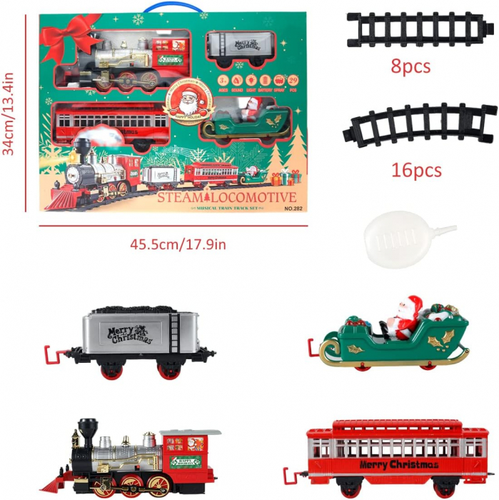 Tren Electric pentru Copii, cu Sunete, Lumini si Abur, 19 piese [6]
