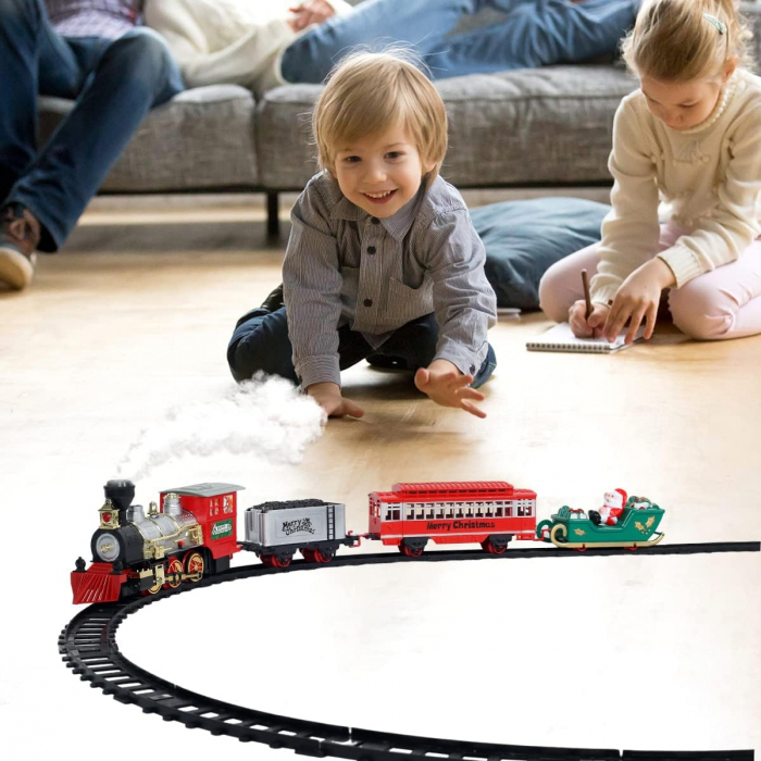 Tren Electric pentru Copii, cu Sunete, Lumini si Abur, 19 piese [5]