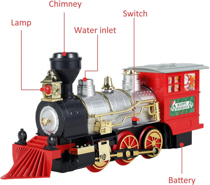 Tren Electric pentru Copii, cu Sunete, Lumini si Abur, 19 piese [2]