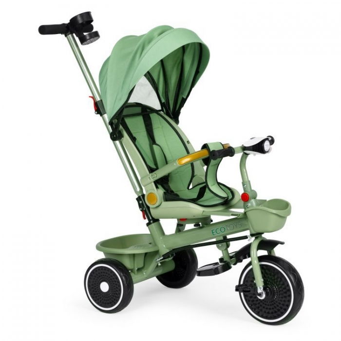 Tricicleta 2 in 1 pentru copii, scaun rotativ 360°, roti din spuma EVA, Ecotoys WQL-066-18 - Verde [1]