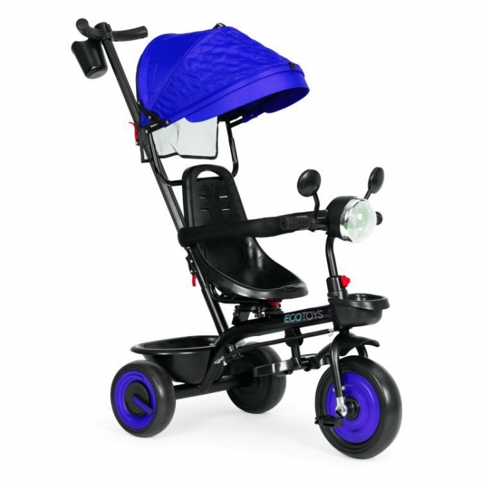 Tricicleta 3 in 1 pentru copii, scaun rotativ 360°, roti din spuma EVA, Ecotoys WQL-066-51 - Albastru [1]