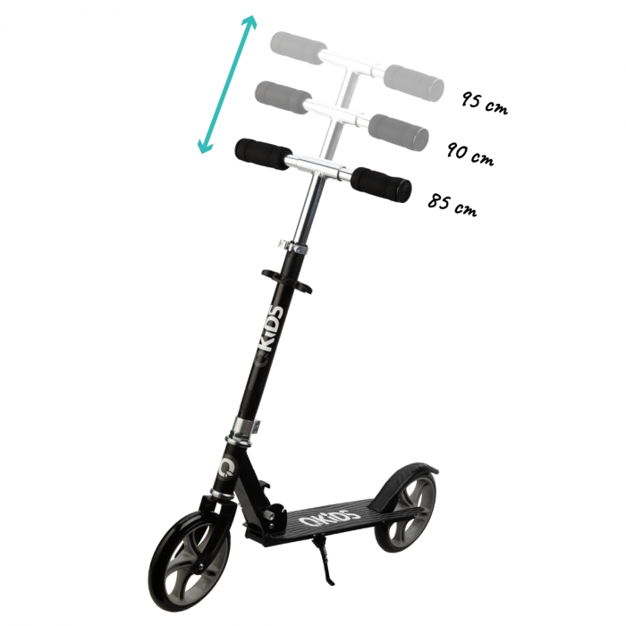 Trotineta freestyle, QKIDS, WEISS Black, Ghidon reglabil pe 3 trepte, Amortizor Easy&Up, Platforma anti-derapanta, Pliabila, Aluminiu [5]