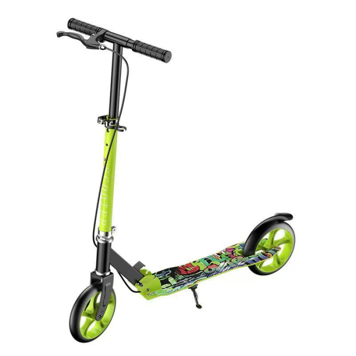 Trotineta Pliabila Copii Cu Roti Mari 28 Cm Si Frana Pe Ghidon - Verde [2]