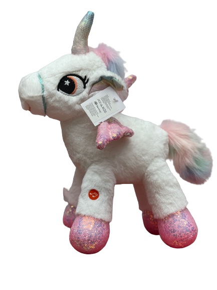 Unicorn alb din plus cu paiete curcubeu [3]