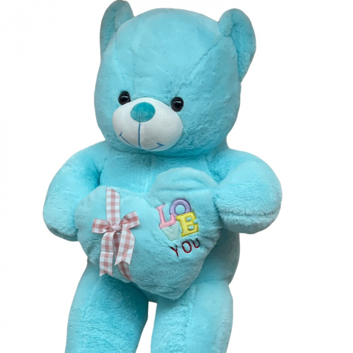 Ursulet din plus cu inimioara bleu 80 cm [3]