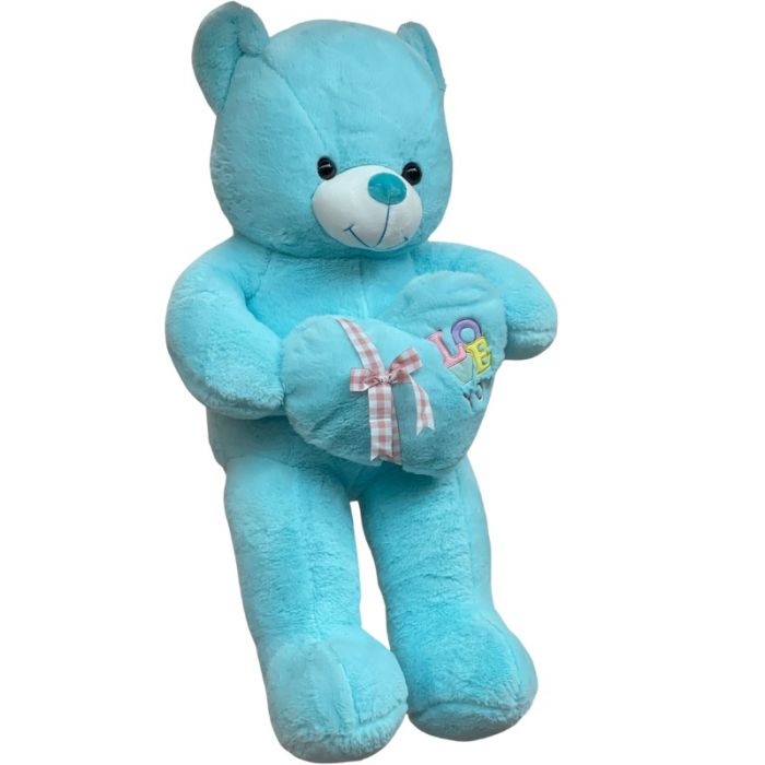 Ursulet din plus cu inimioara bleu 80 cm [2]