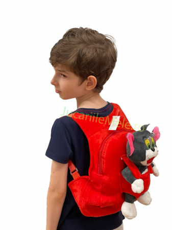 Rucsac din plus de tip ghiozdanel pentru copii Rosu Tom [1]