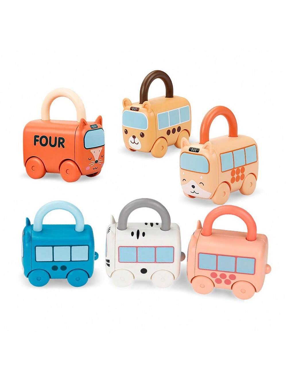 Jocuri si jucarii educative pentru bebe - Set Puzzle Educativ cu Lacate si Chei, Animalute