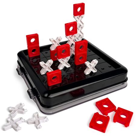 Copii 6 ani+ - Joc 3D X si 0 Dublu (3x3 si 4x4) cu 64 Piese, Joc Logica si Strategie Familie