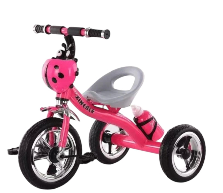 Triciclete - Tricicleta pentru Copii 3-5 Ani Buburuza, cu Pedale, Cosulet pentru Jucarii si Bidon de Apa, ROZ
