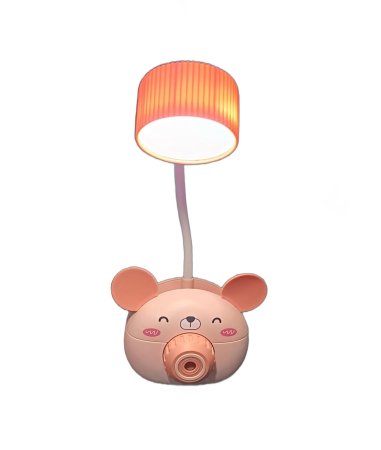 Lampa de Birou cu Ascutitoare, Miss Urechila - Roz, cu Incarcare USB si Suport Creioane [1]