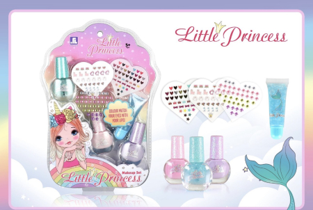 Copii 4 ani+ - Set Manichiura pentru Copii, cu 3 Oje, Stickere, Pietricele si Lip Gloss cu Sclipici