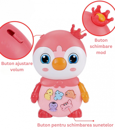 Jucarie Interactiva pentru Bebelusi cu Lumini si Sunete, Pinguinul Regal [2]