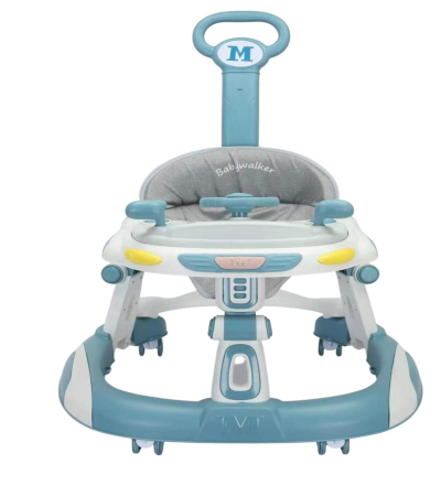 Premergator 3 in 1 cu Maner Parental, Volan si Sezut Reglabil, Pliabil, 6 Roti Silentioase, cu Maner de Impins, ALBASTRU [1]