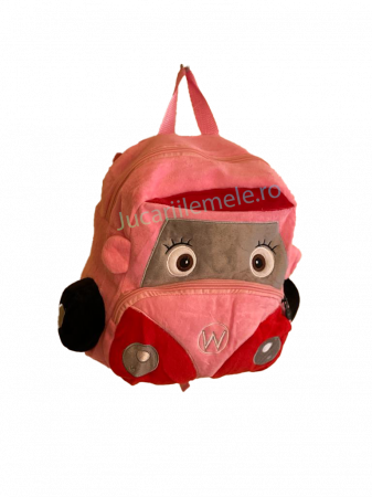 Rucsac din plus de tip ghiozdanel pentru copii Roz cu Masinuta [2]