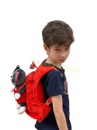 Rucsac din plus de tip ghiozdanel pentru copii Rosu Tom [3]