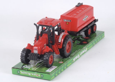 Copii 4 ani+ - Tractor de Jucarie cu Remorca, Rosu