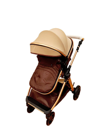 Carucior 2 in 1 cu Landou, Geanta Inclusa, Cadru de Aluminiu, Roti Pivotante 360 si Suport Pahar, 0-36 Luni, CREM/MARO [1]