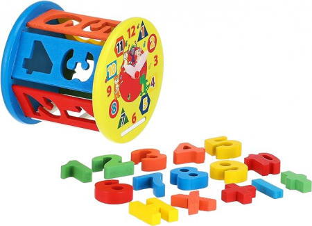 Jocuri si jucarii educative pe varsta - Sortator din Lemn cu Numere si Ceas