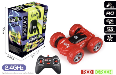 Copii 4 ani+ - Masinuta cu Telecomanda, Cascadorii si Rotire 360 de Grade, Lumini si Muzica, Rosu