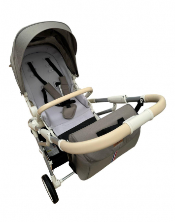 Carucior Sport Pliabil Reversibil cu Geanta si Husa Picioare - Bej [5]