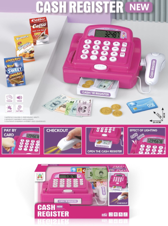 Jucarii copii si bebe - Casa de Marcat de Jucarie pentru Copii cu Calculator si Produse, Set pentru Jocuri de-a Magazinul