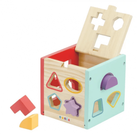 Copii 3 ani+ - Cub Sortator de Forme Geometrice din Lemn