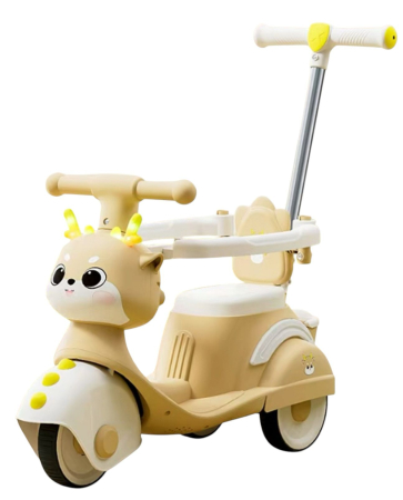 MiniScooter 3 In 1 Cu 3 Roti, Lumini LED, Muzica Si Maner Parental, 2-4 Ani, Crem [1]