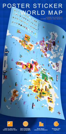 Joc Educativ cu Stickere, Harta Lumii [7]