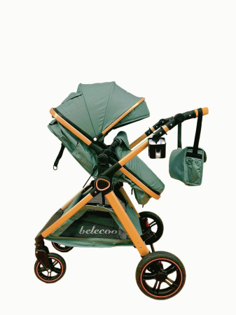 Carucior 2 in 1 cu Landou, Geanta Inclusa, Cadru de Aluminiu, Roti Pivotante 360 si Suport Pahar, 0-36 Luni, TURCOAZ [4]