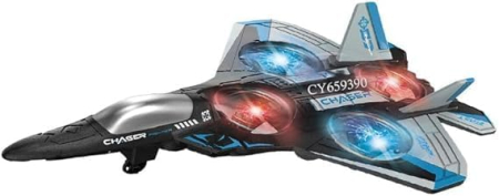Copii 4 ani+ - Drona pentru Copii Tip Avion de Lupta, cu Telecomanda, Lumini LED, Negru