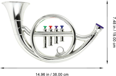 Instrument Muzical de Jucarie Tip Corn Francez pentru Serbari si Jocuri de Rol, Trompeta din Plastic, ARGINTIU [1]