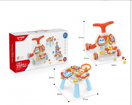 Centre de activitati - 2 in 1 antemergator si masuta activitati culoare rosie