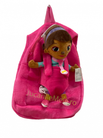 Articole pentru scoala si gradinita - Rucsac din plus de tip ghiozdanel pentru copii Roz Doctorita Plusica