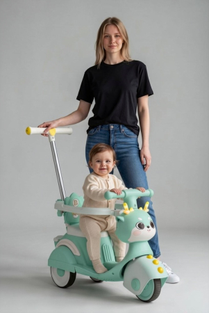 Masinute si vehicule pentru copii - MiniScooter 3 In 1 Cu 3 Roti, Lumini LED, Muzica Si Maner Parental, 2-4 Ani, VERDE