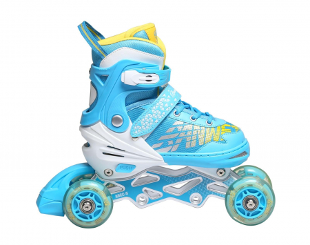Role Reglabile Copii, Roti cu Lumini LED, 35 - 38, Set Protectie - Albastru [3]