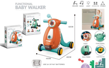 Antemergator si Centru de Activitati 2 in 1 cu Muzica, Lumini, Portocaliu [2]