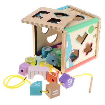 Cub Lemn Montessori Sortator si Snuruit Cifre [1]