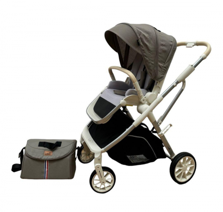 Carucioare - Carucior Sport Pliabil Reversibil cu Geanta si Husa Picioare - Bej